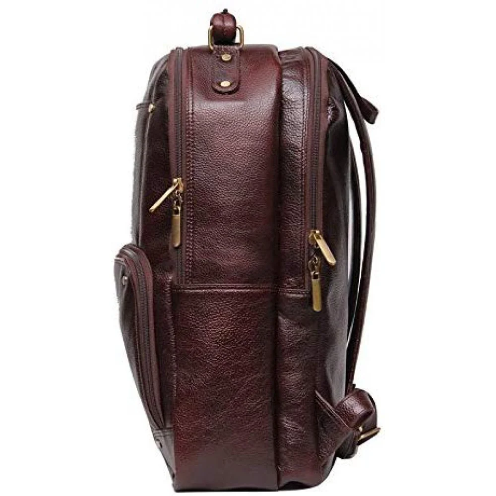 18 inch Leather Laptop Backpack - Brown