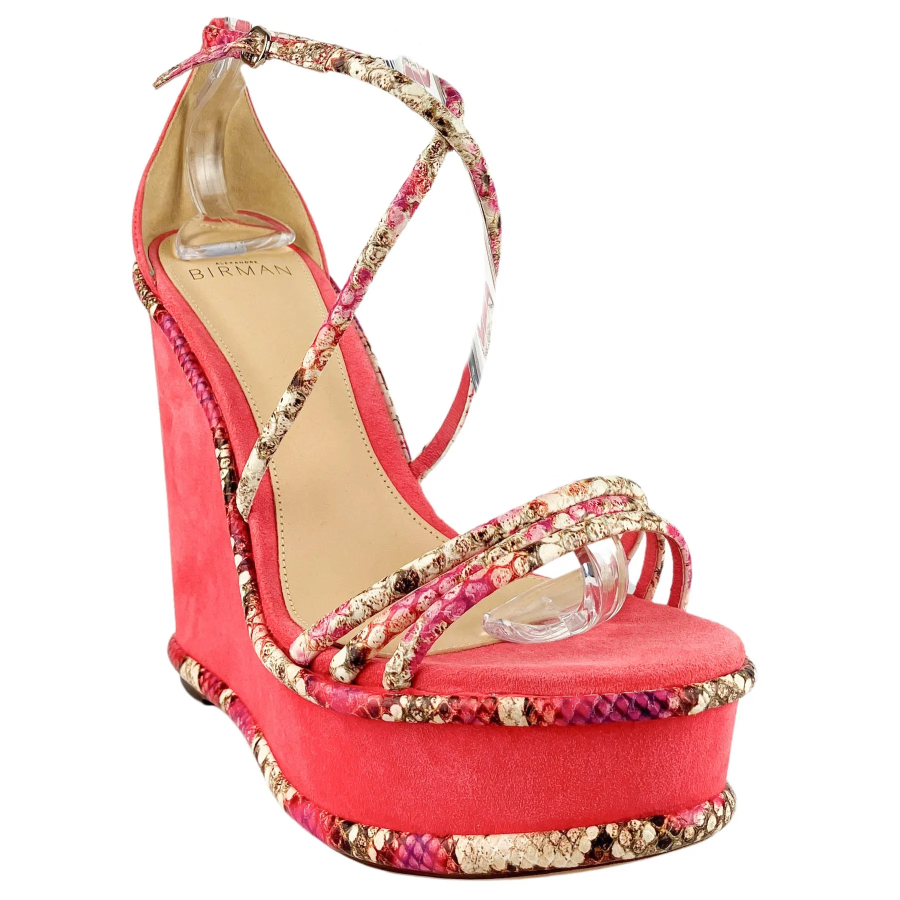 Alexandre Birman Snake Trim Platform Wedge Sandals