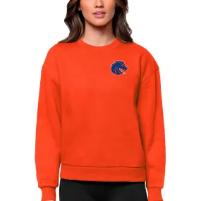 Antigua Boise State Broncos Women's Orange Logo Victory Crewneck Pullover Sweatshirt