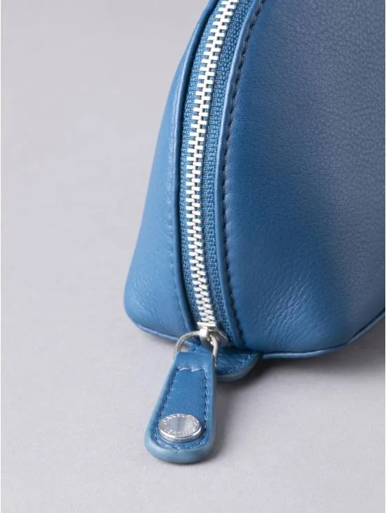 Arnside Medium Leather Make Up Bag in Reef Blue