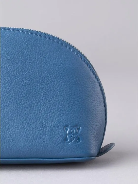 Arnside Medium Leather Make Up Bag in Reef Blue