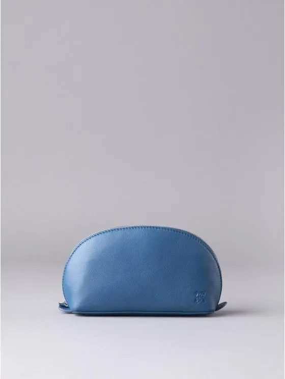 Arnside Medium Leather Make Up Bag in Reef Blue