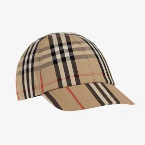 Beige Cotton Check Cap