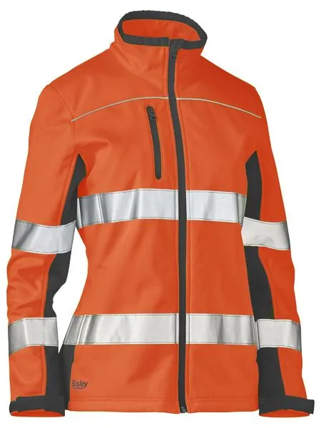 Bisley Womens Taped Two Tone Hi Vis Soft Shell Jacket (BJL6059T)-