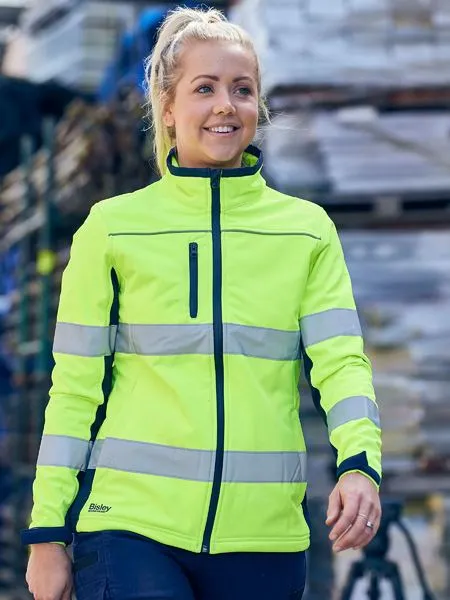 Bisley Womens Taped Two Tone Hi Vis Soft Shell Jacket (BJL6059T)-