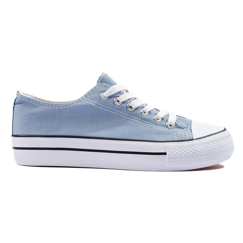 Blue classic women's lace-up sneakers