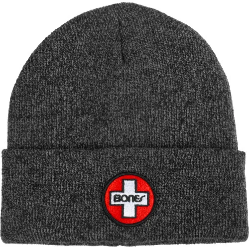 Bones Bearings Skateboard Beanie Swiss Knit Patch Grey