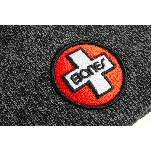 Bones Bearings Skateboard Beanie Swiss Knit Patch Grey