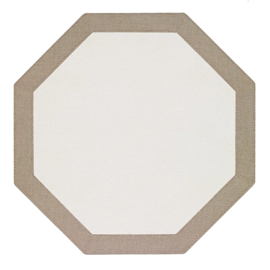 Bordino Octagon Placemats - White/Oatmeal