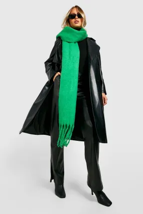 Chunky Green Fringe Scarf