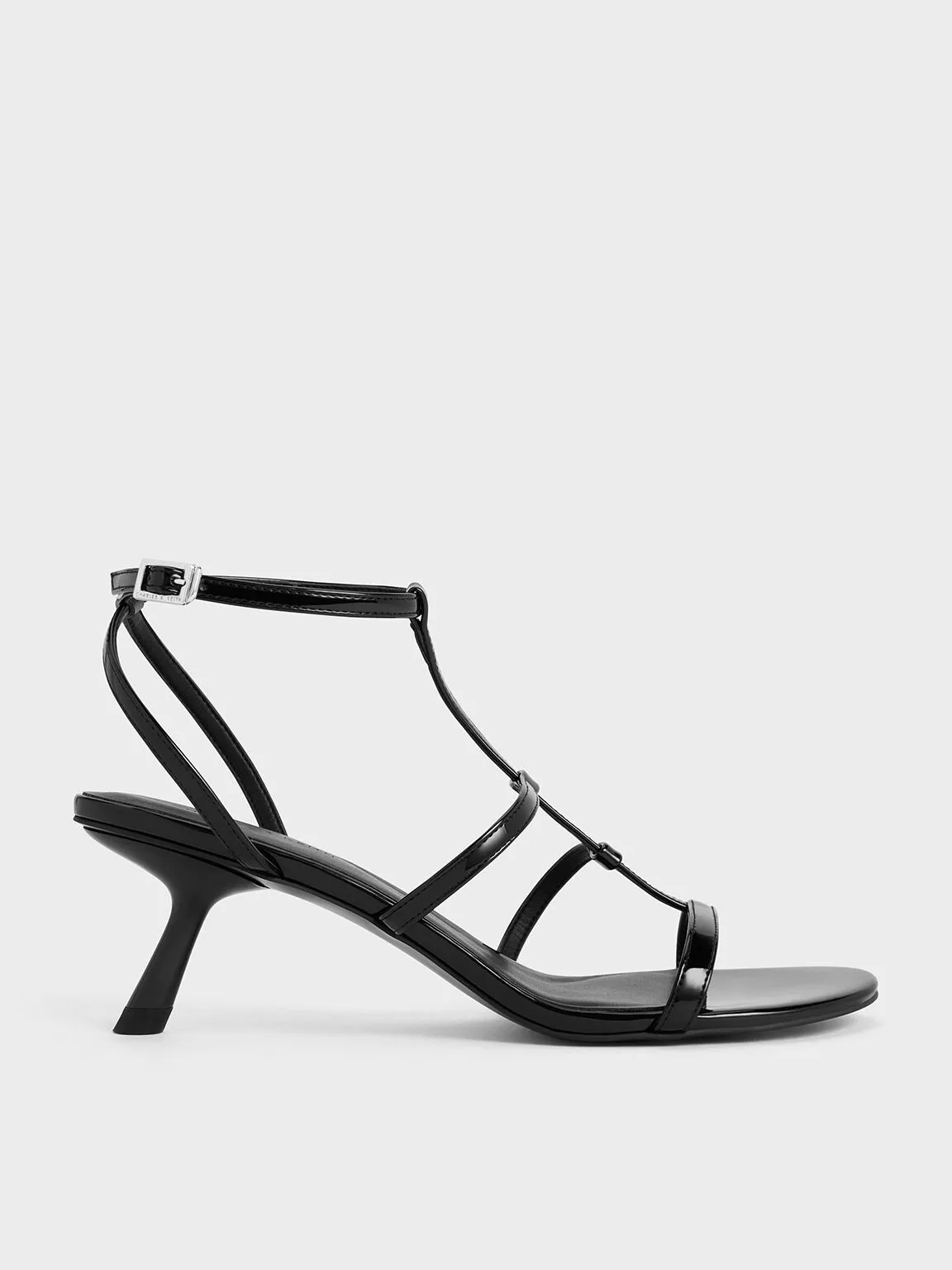 Clara Asymmetric T-Bar Sandals - Black Box