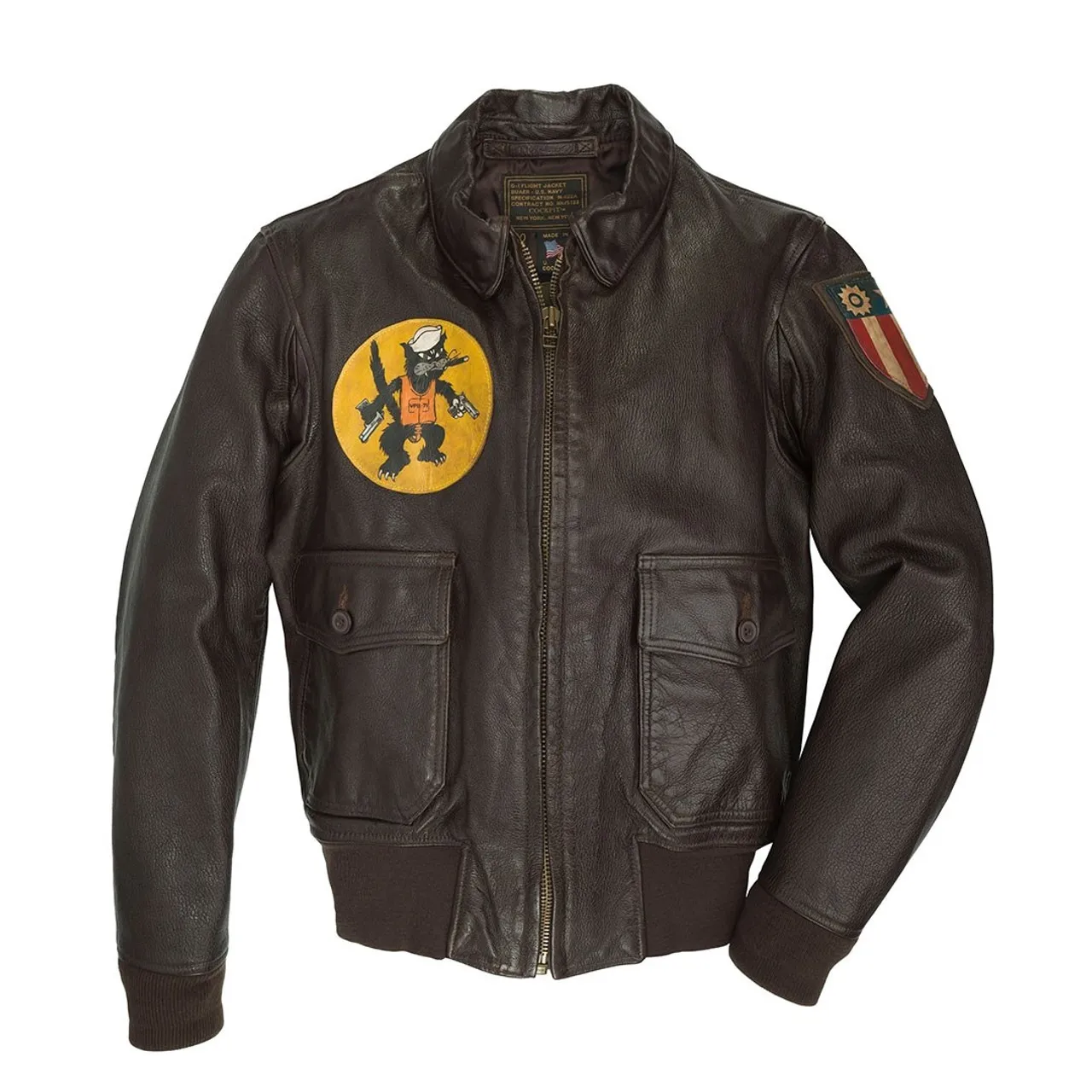 Cockpit USA Black Eagle USN G-1 Flight Jacket Brown USA Made