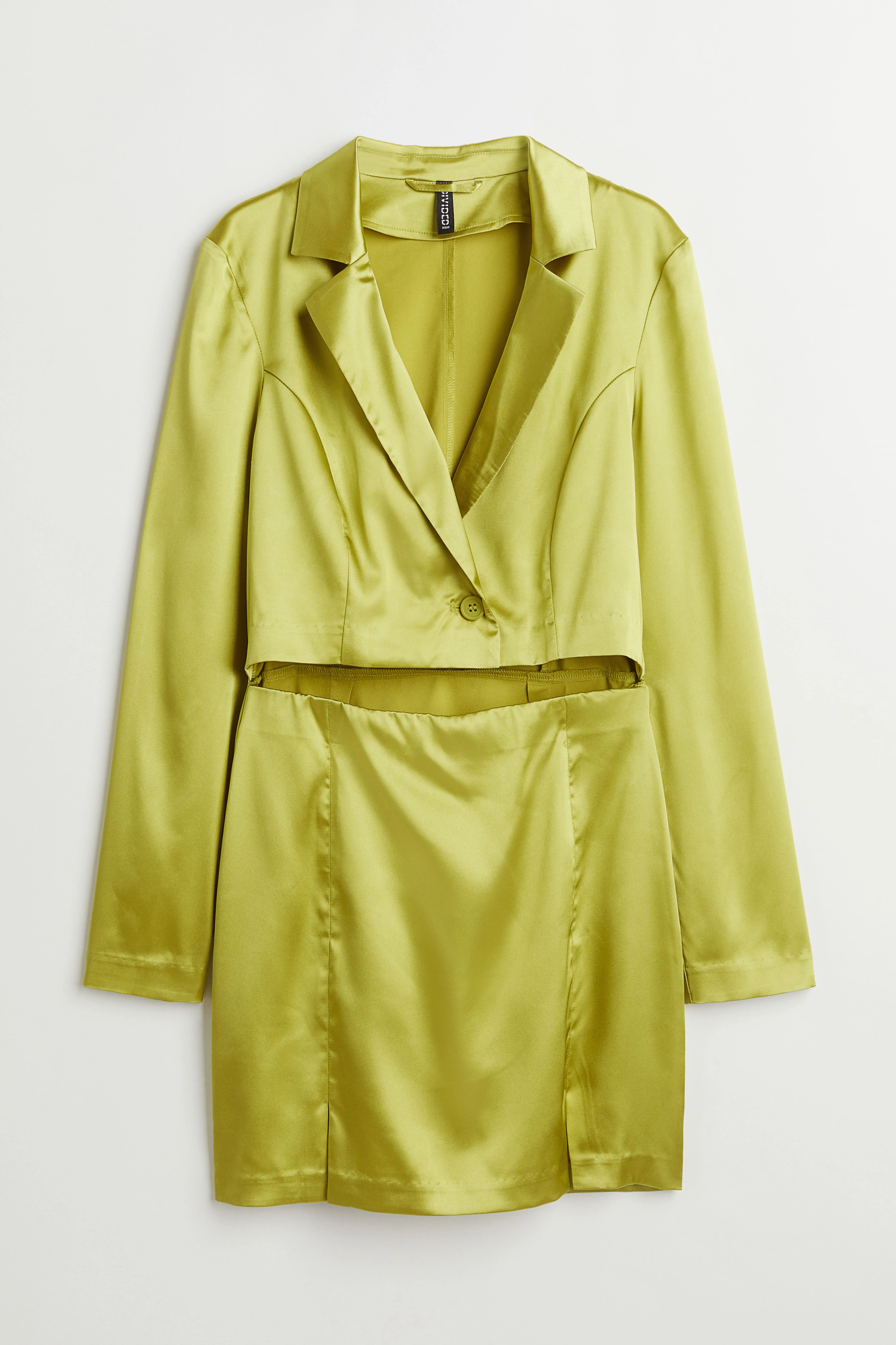 Cut-out jacket dress - V-neck - Long sleeve - Yellow-green - Ladies | H&M GB