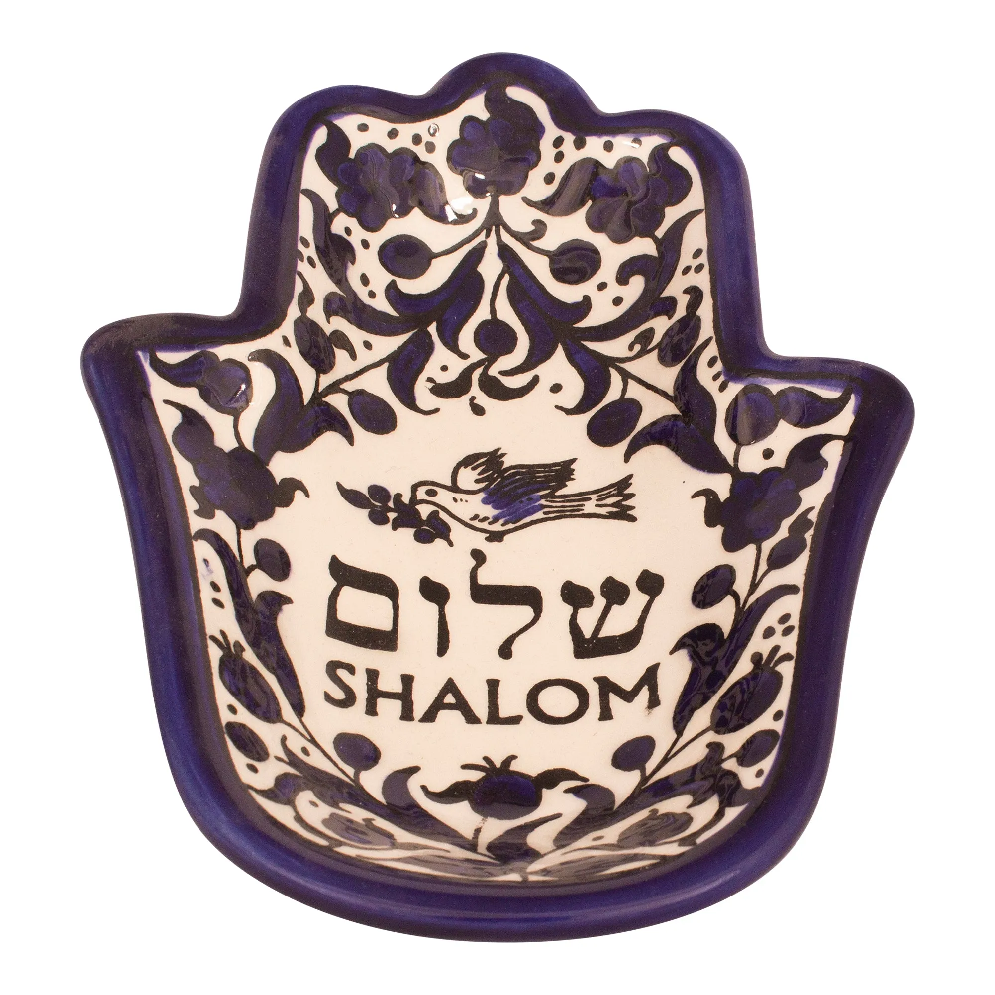 Decorative Hamsa Serving Small Plate Shalom Hand Made Armenian Ceramic 18cm