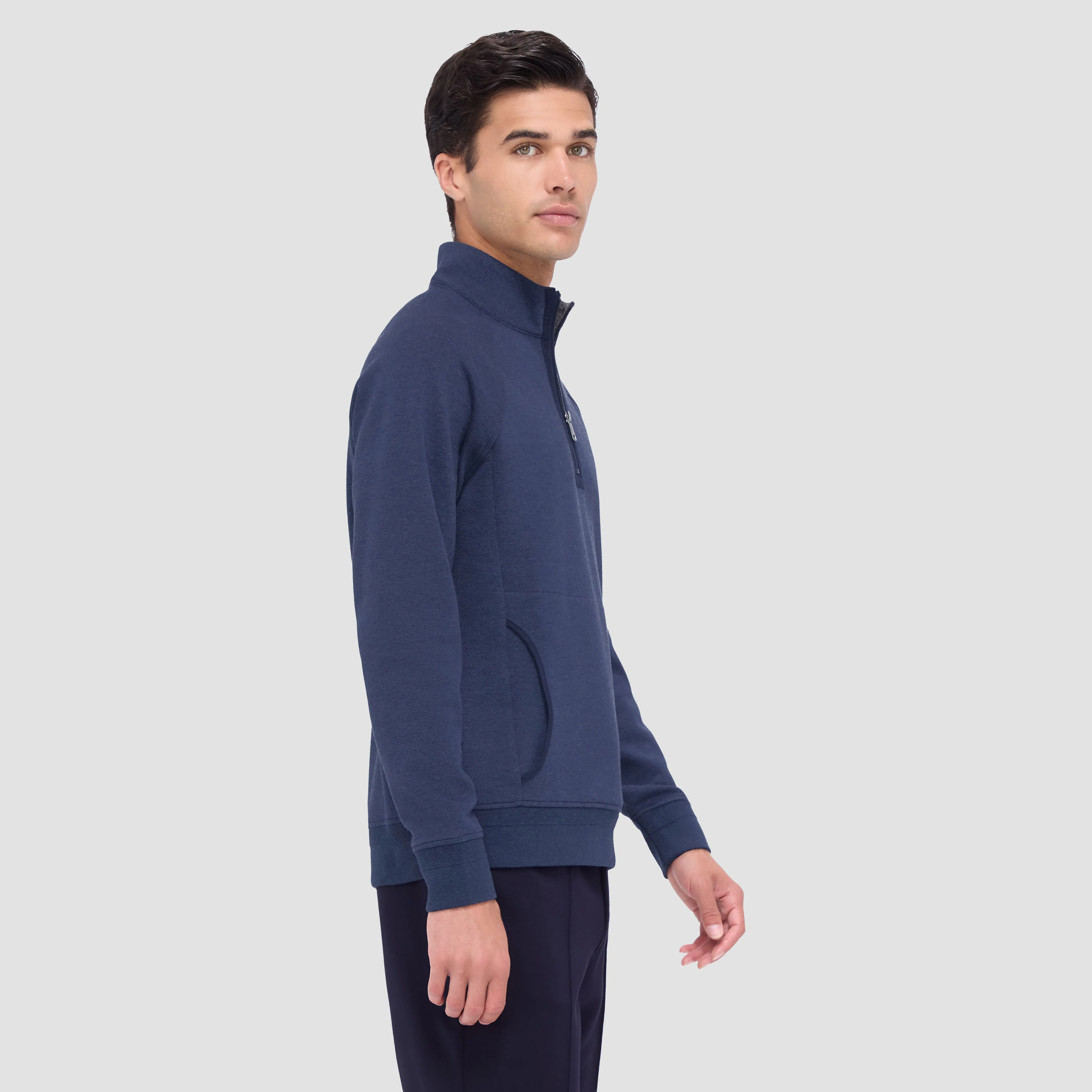 Double Sided Pique/Heather Quarter Zip Pullover