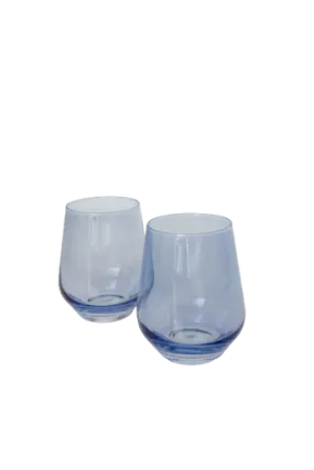 Estelle Stemless Wine Glass Set of 2, Cobalt Blue