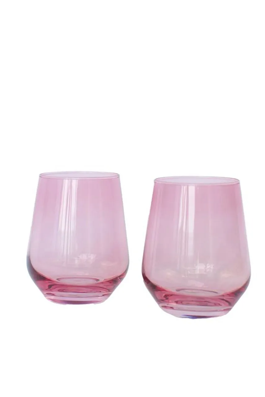 Estelle Stemless Wine Glass Set of 2, Rose