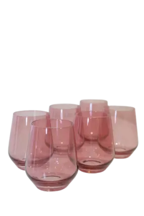 Estelle Stemless Wine Glass Set, Rose