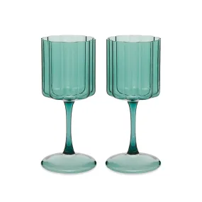 Fazeek Wave Wine Glass - Set of 2Teal