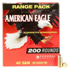 Federal American Eagle 40 S&W 180GR Full Metal Jacket Ammo - 200 Round