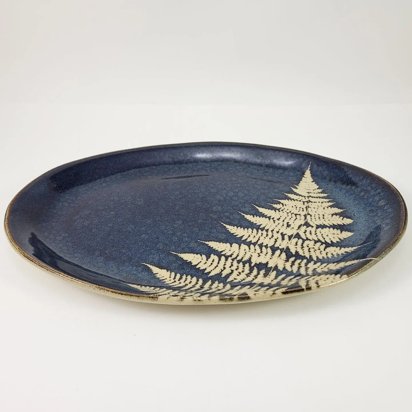 Fern Dark Large Oval Plate by Kaleidoscope Pottery