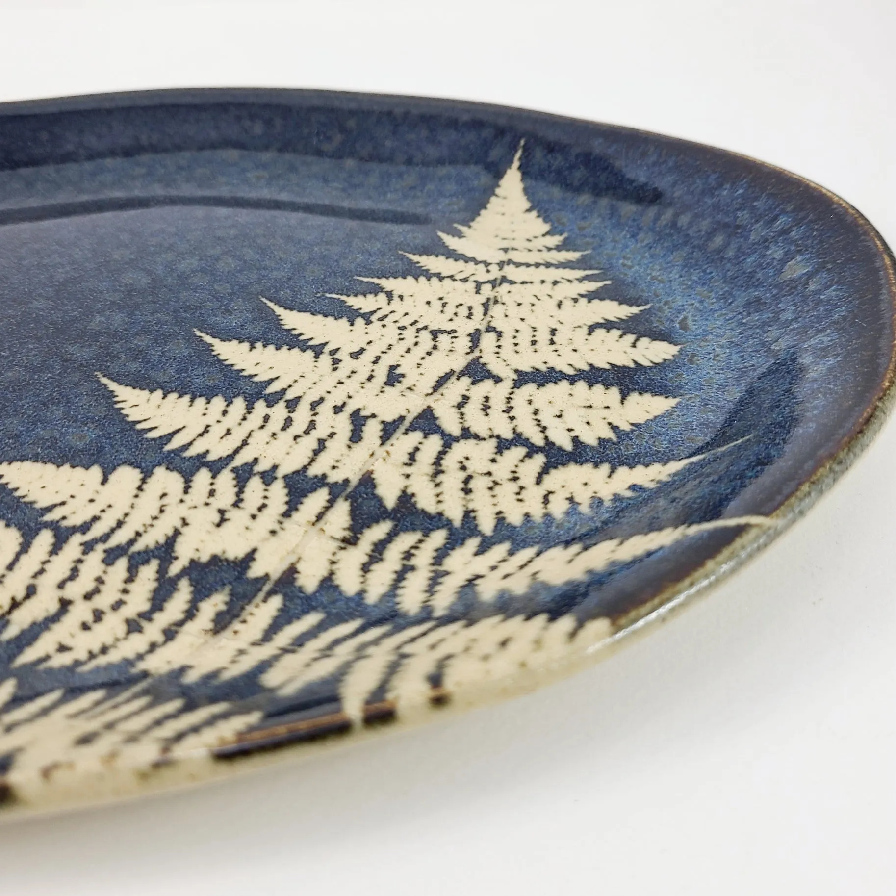 Fern Dark Large Oval Plate by Kaleidoscope Pottery