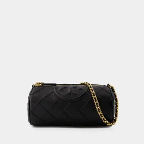 Fleming Soft Barrel Bag - Tory Burch - Leather - Black