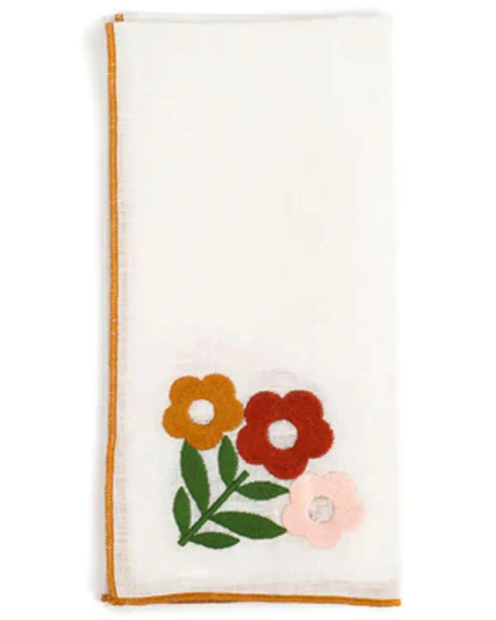 Floral Embellished Linen Napkins in Amber