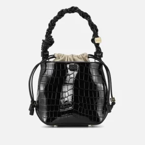 Ganni Bou Leather-Blend Croc-Effect Bucket Bag