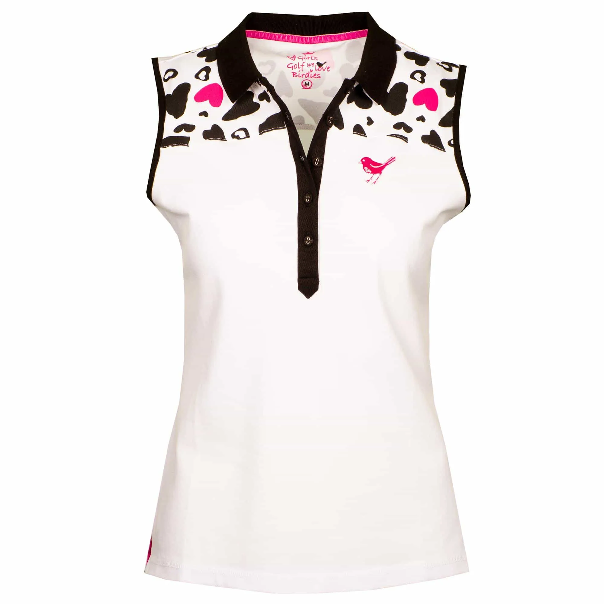 Girls Golf BLACK HEARTS Ladies Sleeveless Golf Polo Shirt White/Black