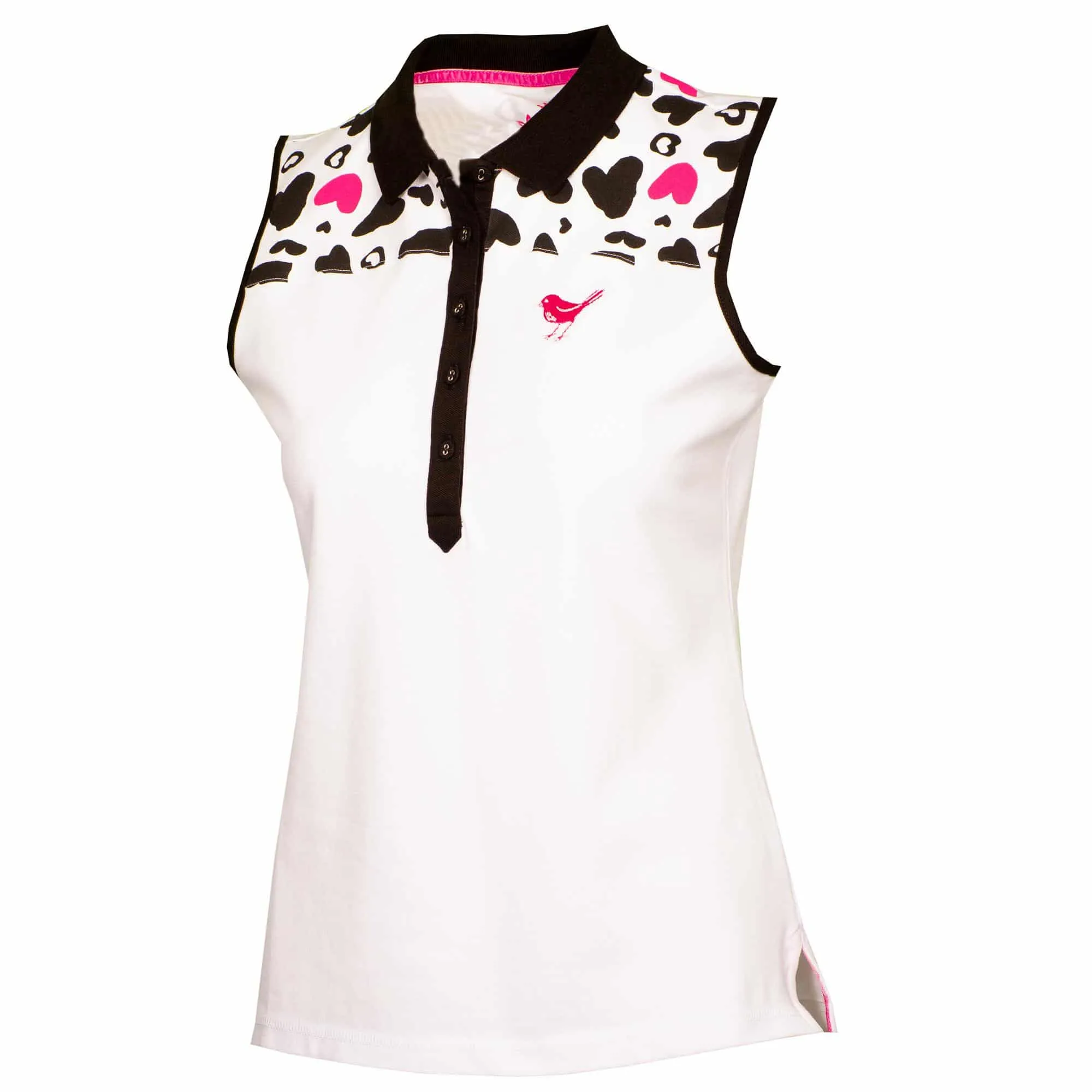 Girls Golf BLACK HEARTS Ladies Sleeveless Golf Polo Shirt White/Black