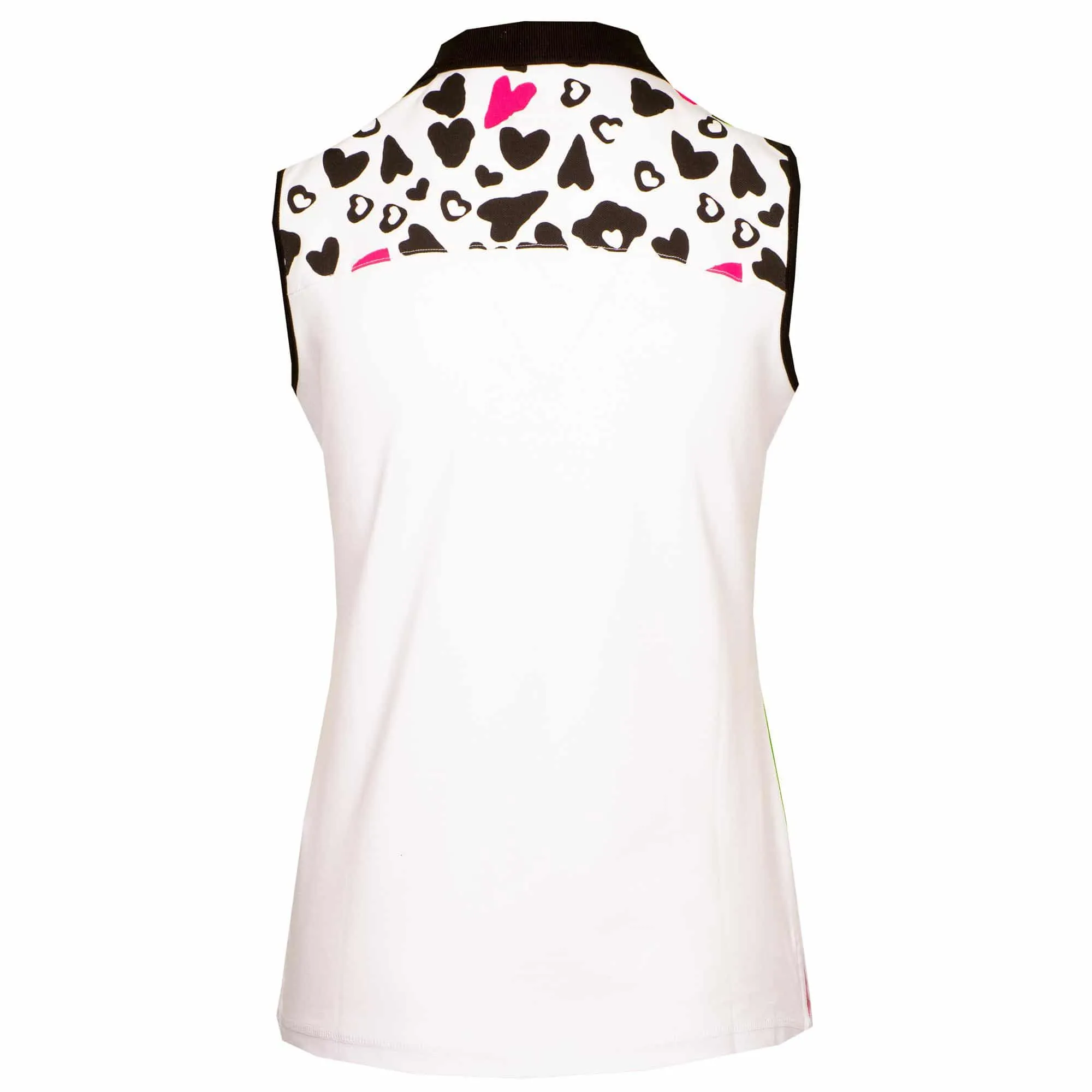 Girls Golf BLACK HEARTS Ladies Sleeveless Golf Polo Shirt White/Black