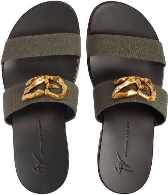 Giuseppe Zanotti Gregorie logo-plaque sandals Black