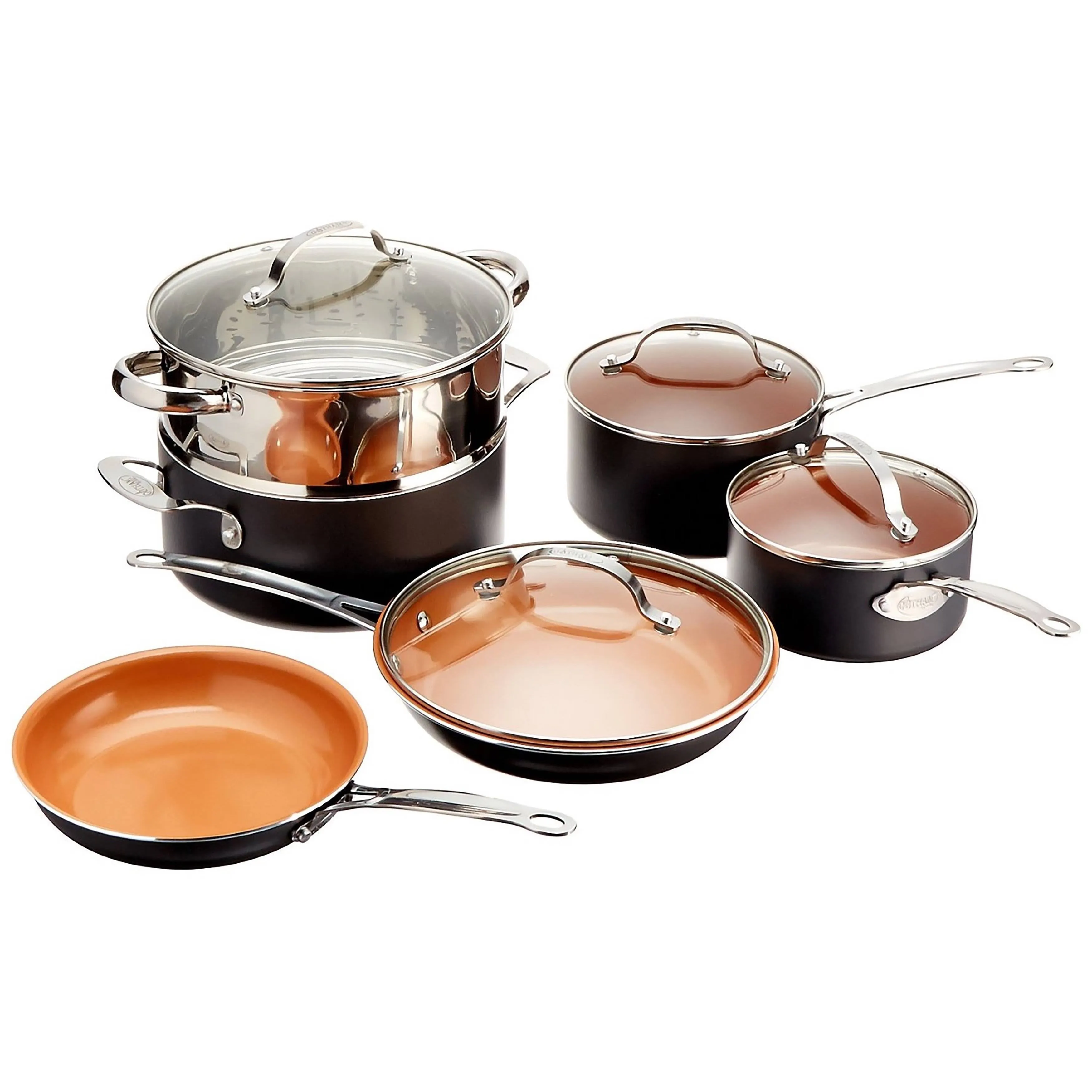 Gotham Steel 10-Piece Kitchen Nonstick Frying Pan And Cookware Set