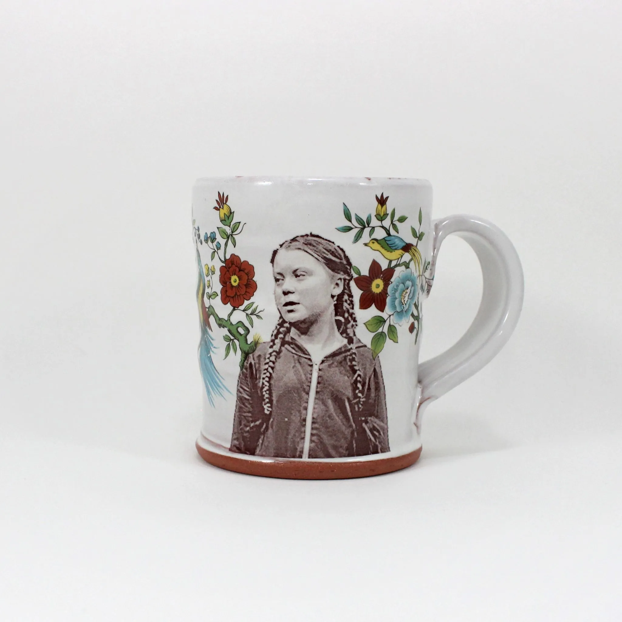 Greta Thunberg Mug with Flowers