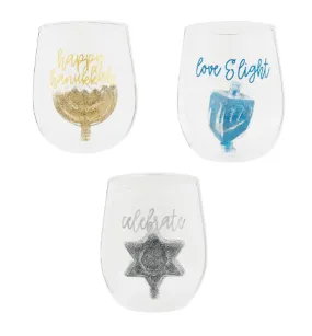 Hanukkah Wine Glass