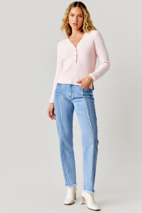 Harper Heritage Split Wash Frayed Dad Jeans