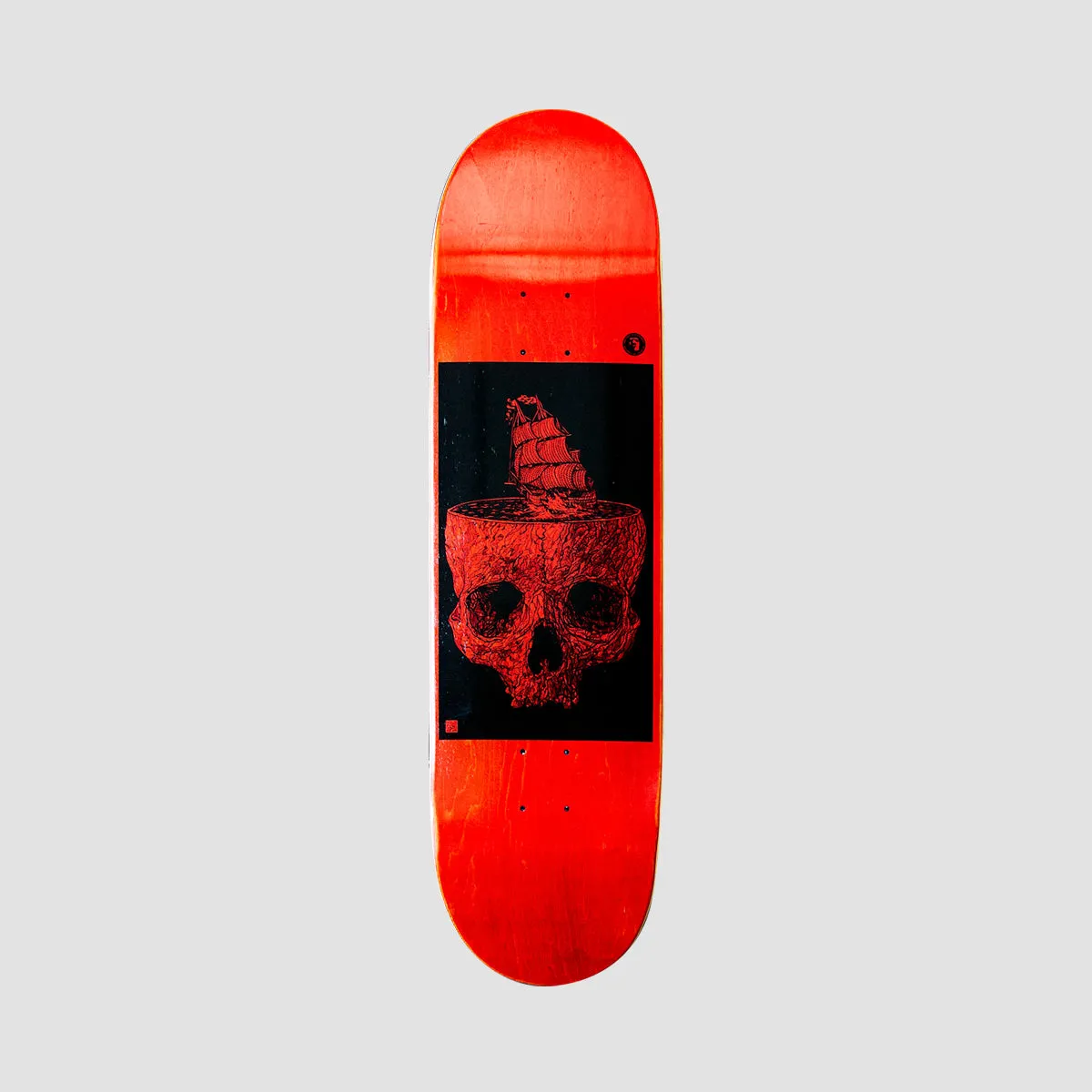 Heathen Stormy Seas on Taperhead Skateboard Deck Red - 8.5