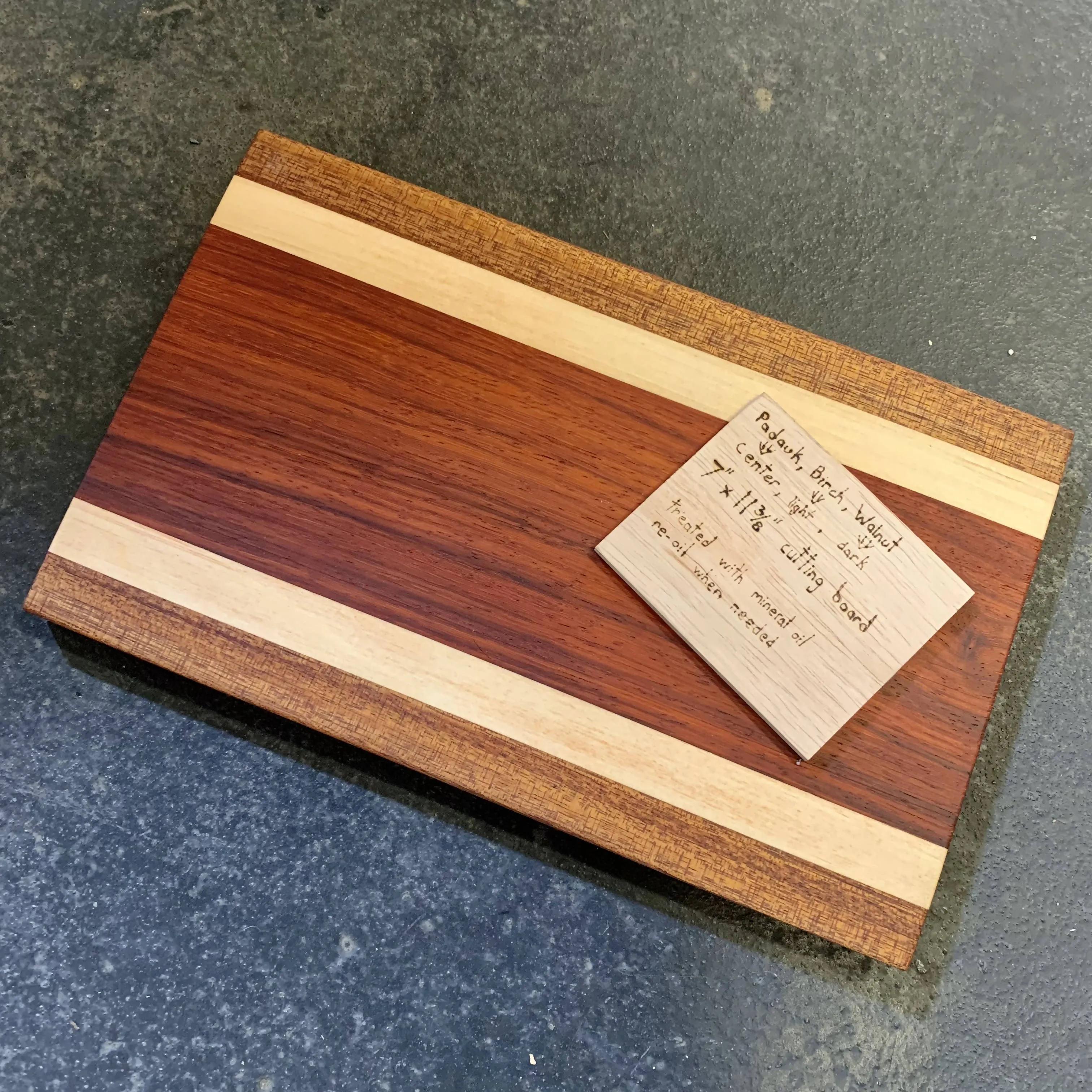 HPA Mike Jones - Padouk Birch Walnut small cutting board