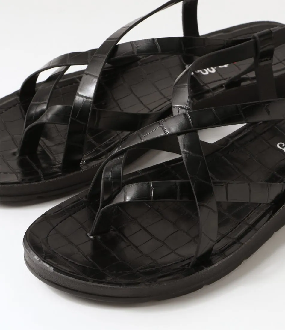 I LOVE BILLY Mighty Black Croc Sandals