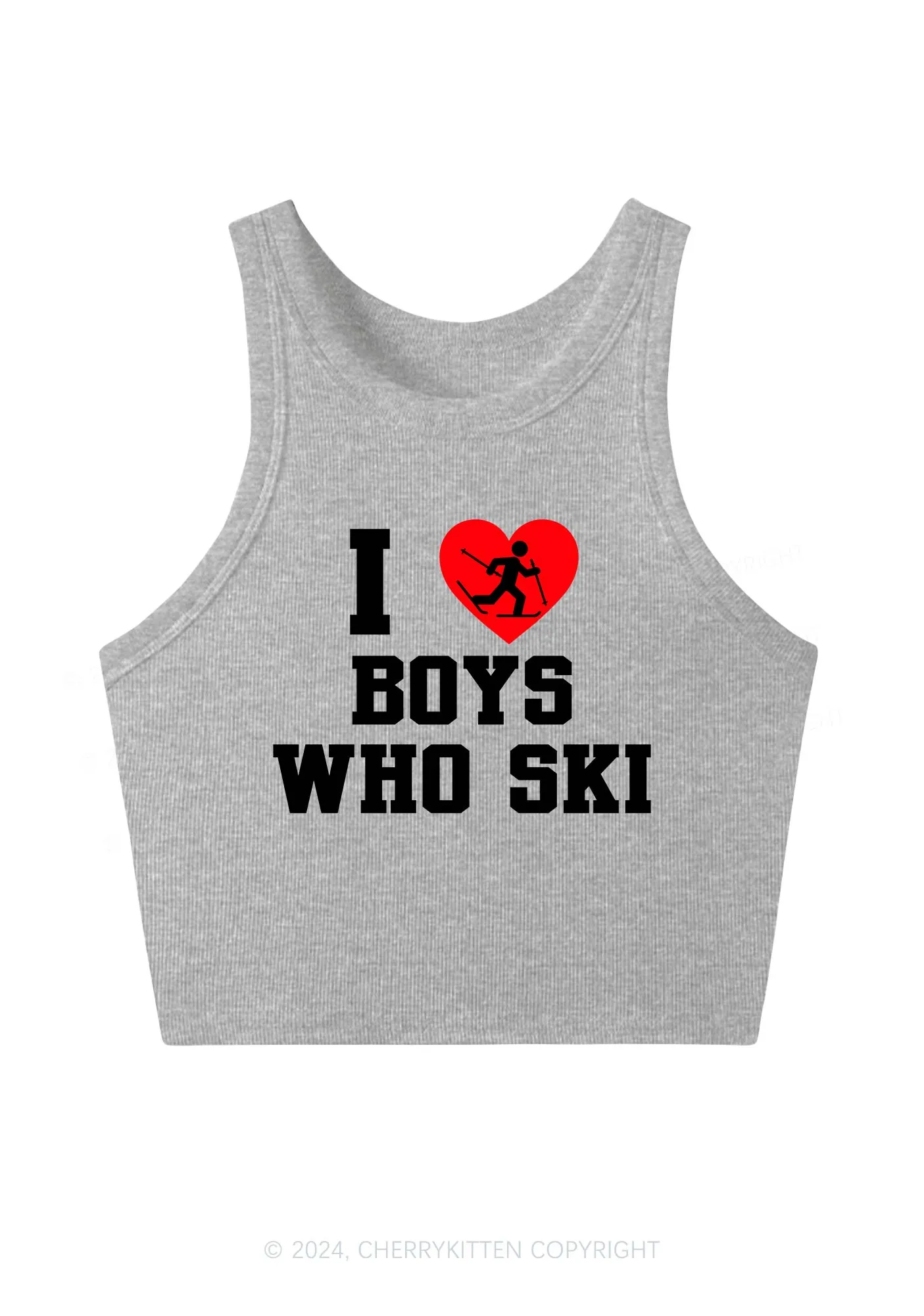 I Love Ski Boys Y2K Crop Tank Top Cherrykitten