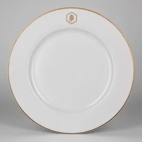 Jan-000018 White Dinner Plate 27cm Gold Band