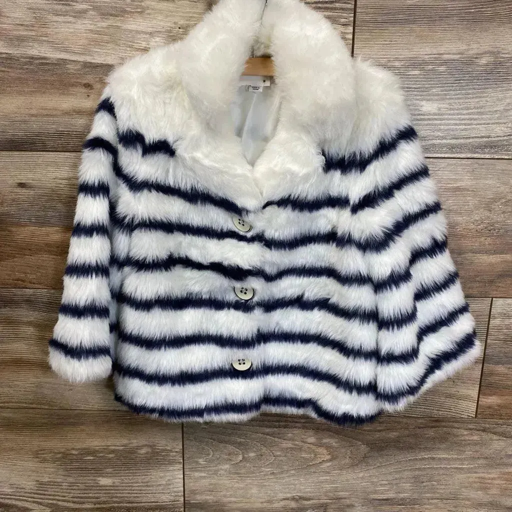 Janie & Jack Juno Valentine Striped Faux Fur Jacket sz 5/6-