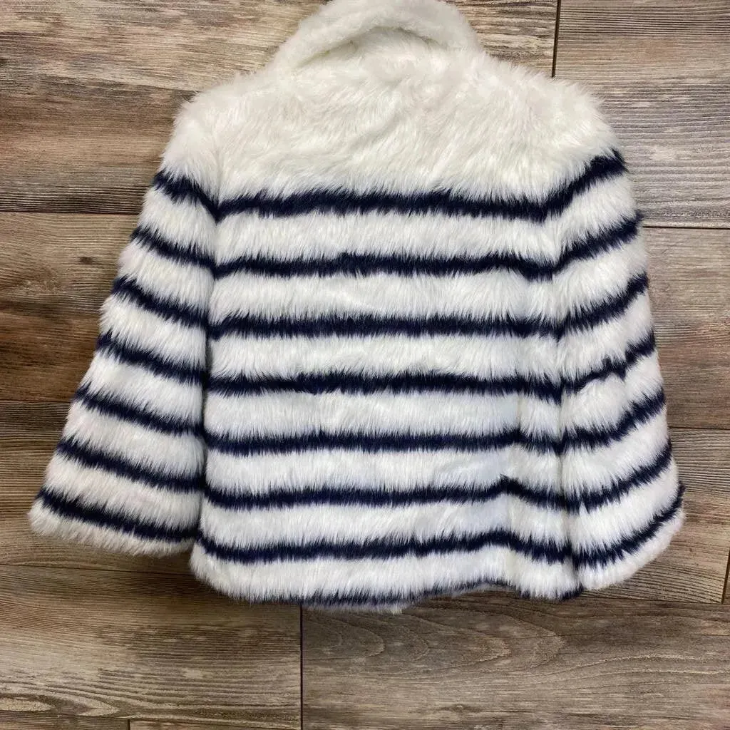 Janie & Jack Juno Valentine Striped Faux Fur Jacket sz 5/6-