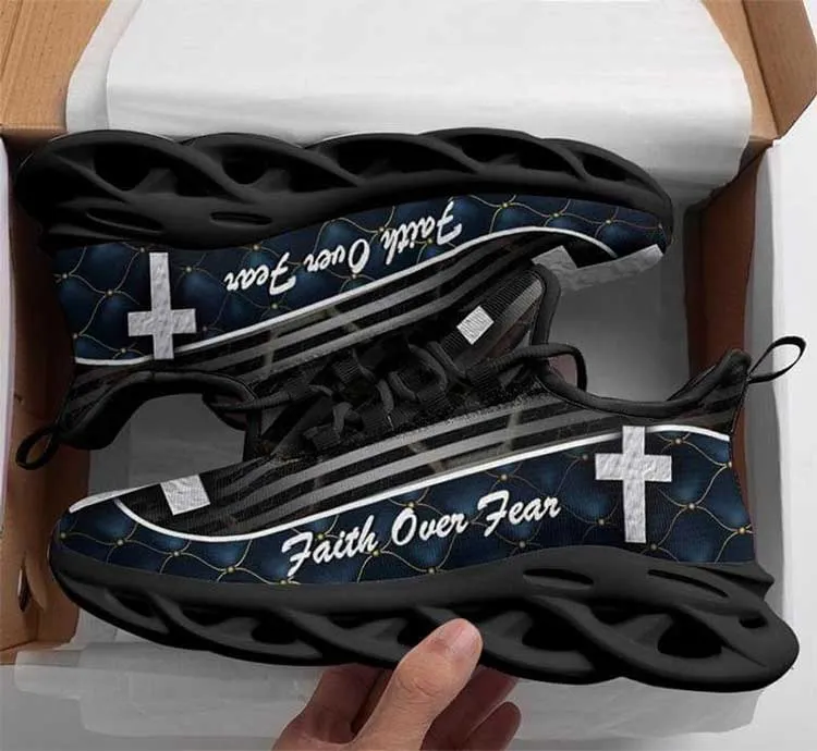 Jesus Christian Cross Faith Over Fear Religious Clunky Sneakers