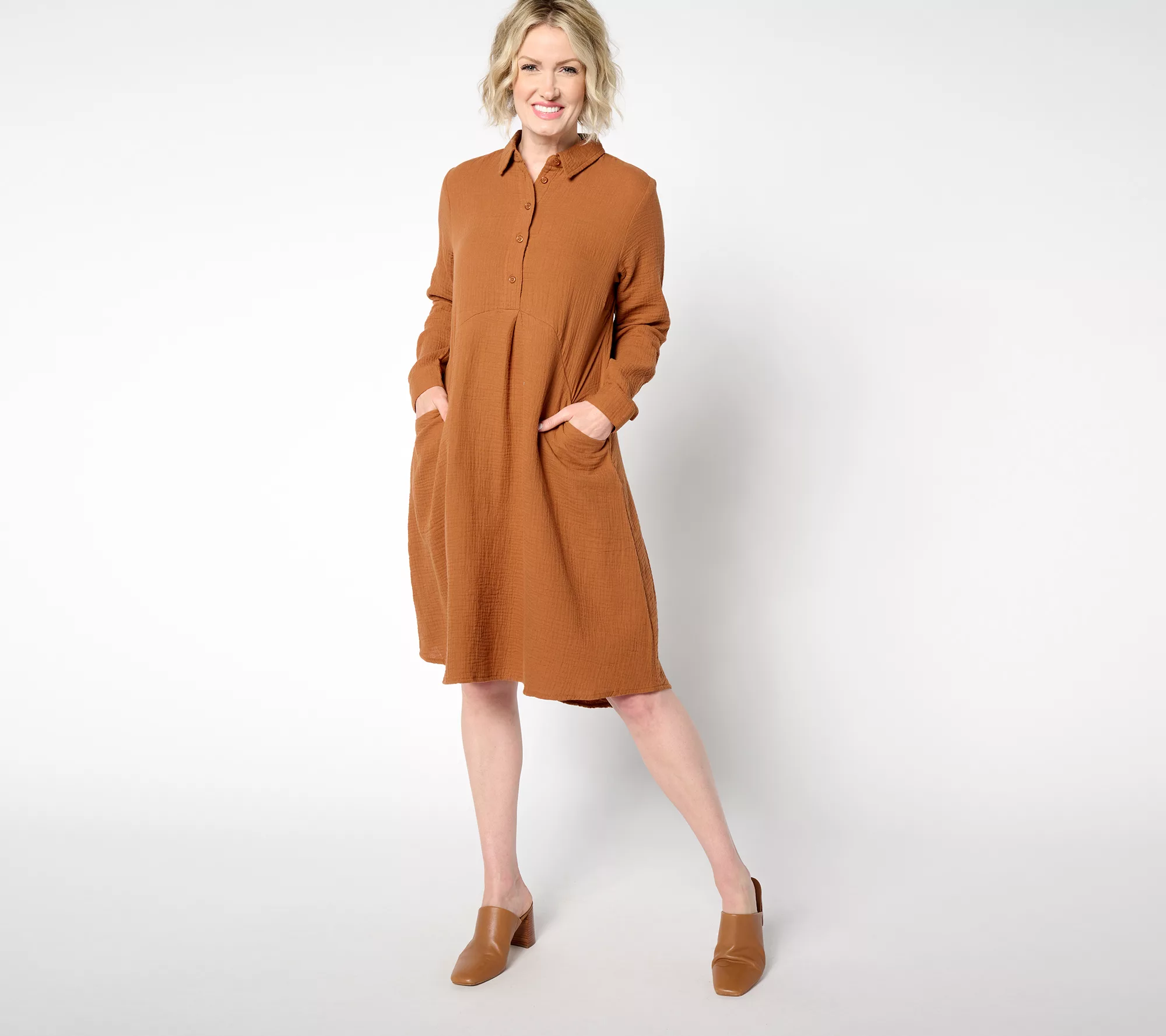 Joan Rivers Petite Marshmallow Gauzze Pullover Dress