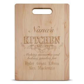 Kitchen Always Open Personalized Cutting Board