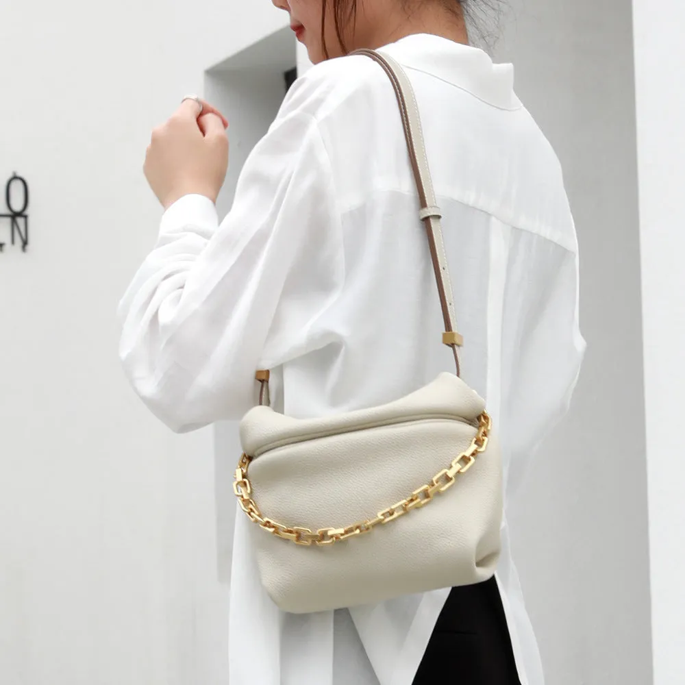 Leather Chain Dumpling  Bag