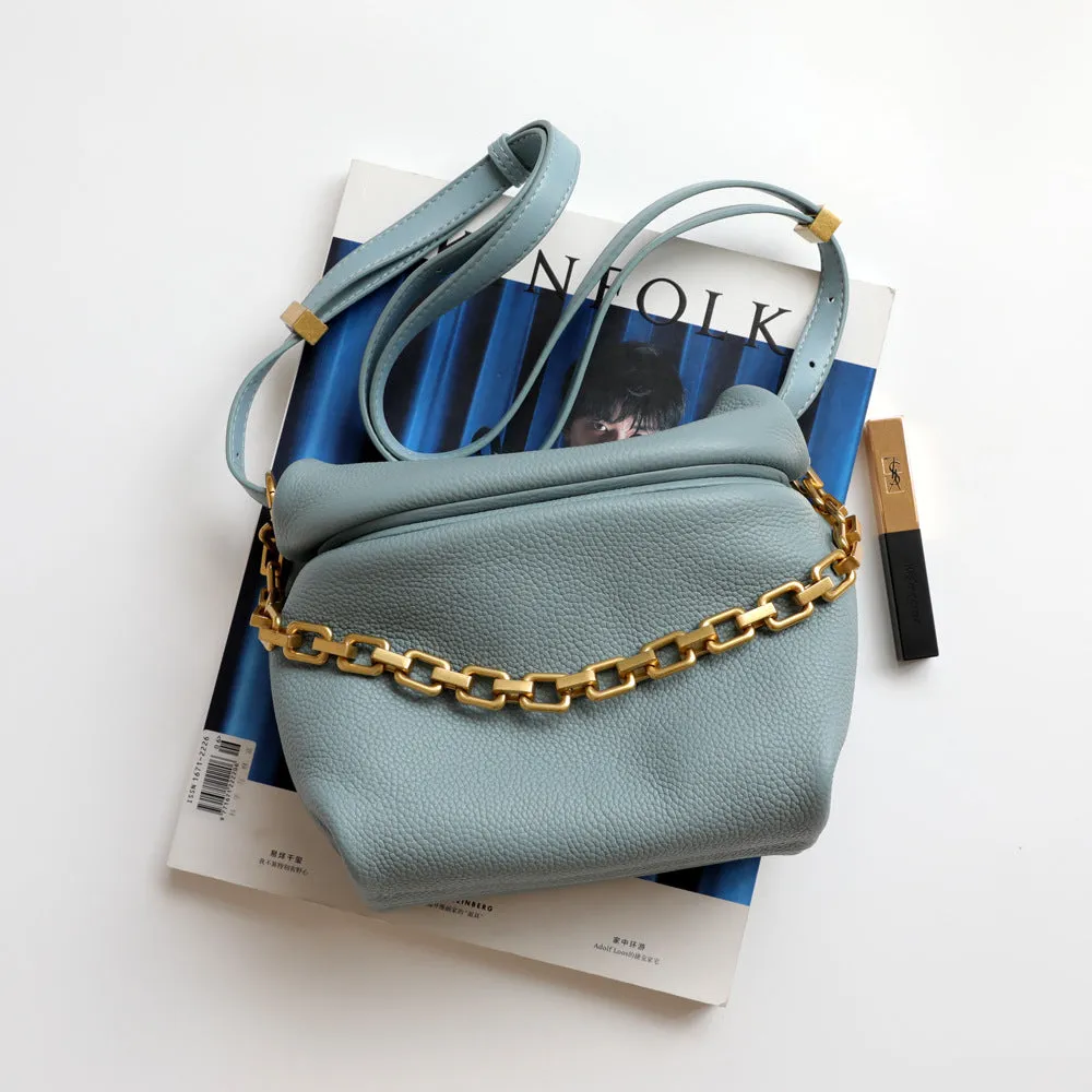 Leather Chain Dumpling  Bag