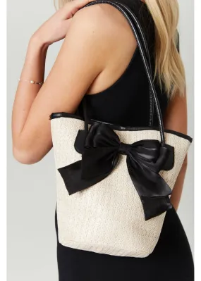 Madein Bow Raffia Shoulder Bag